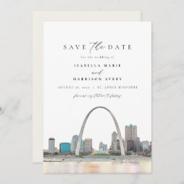 Waterverf St. Louis Arch Wedding Save the Date Kaart