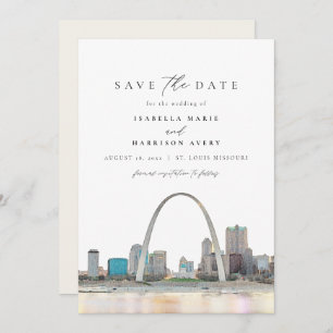 Waterverf St. Louis Arch Wedding Save the Date Kaart