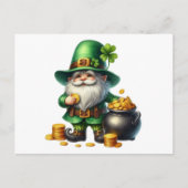 Waterverf St Patrick Leprechaun Pot van goud Briefkaart (Voorkant)
