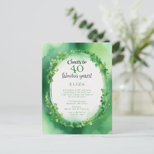 waterverf St. Patrick´s Day klaver verjaardag Briefkaart (Staand voorkant)