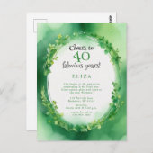 waterverf St. Patrick´s Day klaver verjaardag Briefkaart (Voorkant / Achterkant)