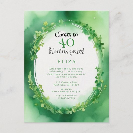 waterverf St. Patrick´s Day klaver verjaardag Briefkaart (Voorkant)