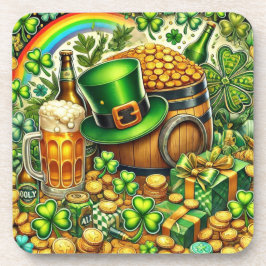 Waterverf St. Patrick's Day Bier, Munten & Klaver Bier Onderzetter