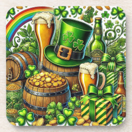 Waterverf St. Patrick's Day Bier, Munten & Klaver Bier Onderzetter
