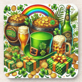 Waterverf St. Patrick's Day Bier, Munten & Klaver Bier Onderzetter
