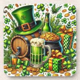 Waterverf St. Patrick's Day Bier, Munten & Klaver Bier Onderzetter