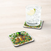 Waterverf St Patrick's Day Bier, Munten & Shamrock Bier Onderzetter (Rechterzijde)