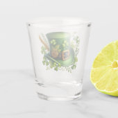 Waterverf St. Patrick's Day Geluksbloem Shot Glas (Achterkant)