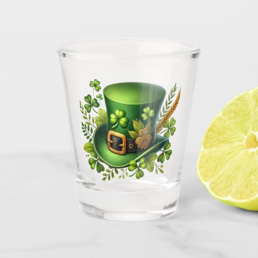 Waterverf St. Patrick's Day Geluksbloem Shot Glas (Voorkant)