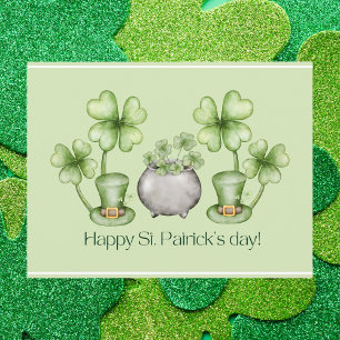Waterverf St. Patrick's Day met Shamrocks Briefkaart