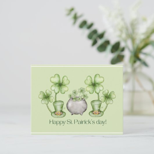 Waterverf St. Patrick's Day met Shamrocks Briefkaart (Staand voorkant)