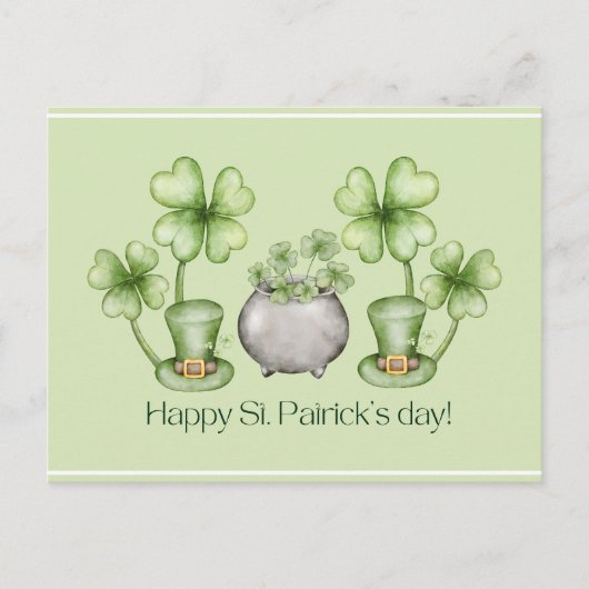 Waterverf St. Patrick's Day met Shamrocks Briefkaart (Voorkant)