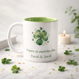 Waterverf St. Patrick's Day-patroon Reus Tweekleurige Koffiemok