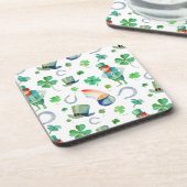 Waterverf St. Patrick's Day Pattern Bier Onderzetter (Linkerzijde)