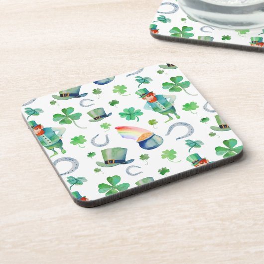 Waterverf St. Patrick's Day Pattern Bier Onderzetter (Linkerzijde)