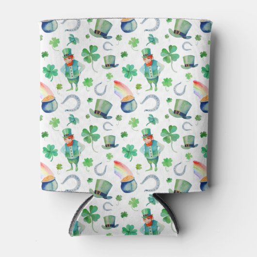 Waterverf St. Patrick's Day Pattern Blikjeskoeler (Voorkant)