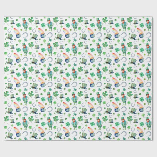 Waterverf St. Patrick's Day Pattern Cadeaupapier (Vlak)