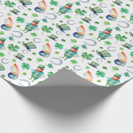 Waterverf St. Patrick's Day Pattern Cadeaupapier (Hoek)