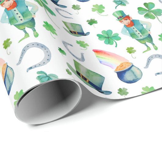 Waterverf St. Patrick's Day Pattern Cadeaupapier (Rol Hoek)