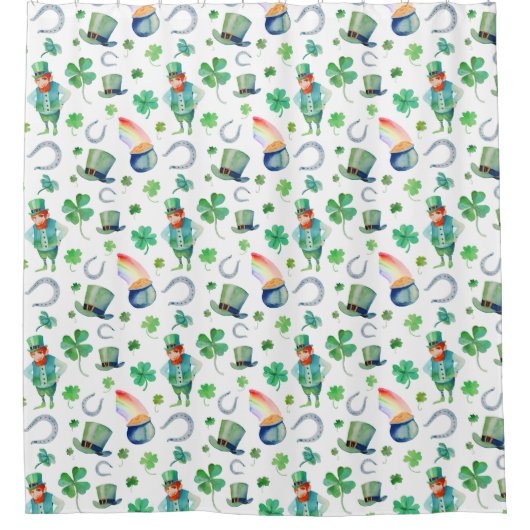 Waterverf St. Patrick's Day Pattern Douchegordijn (Voorkant)