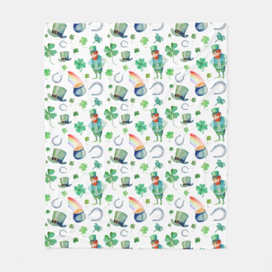 Waterverf St. Patrick's Day Pattern Fleece Deken (Voorkant)