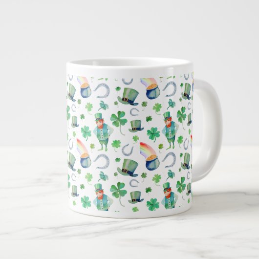 Waterverf St. Patrick's Day Pattern Grote Koffiekop (Voorkant rechts)