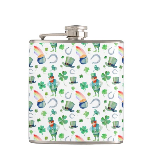 Waterverf St. Patrick's Day Pattern Heupfles (Voorkant)