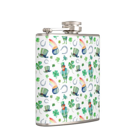 Waterverf St. Patrick's Day Pattern Heupfles (Rechts)