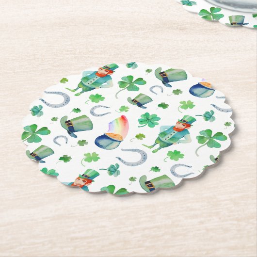 Waterverf St. Patrick's Day Pattern Kartonnen Onderzetters (Gekanteld)