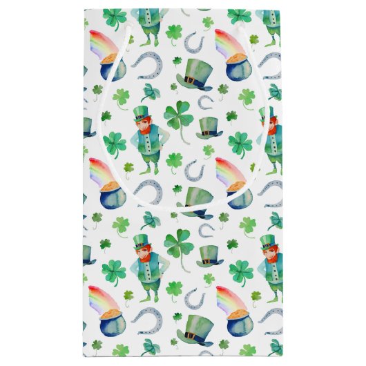 Waterverf St. Patrick's Day Pattern Klein Cadeauzakje (Achterkant)