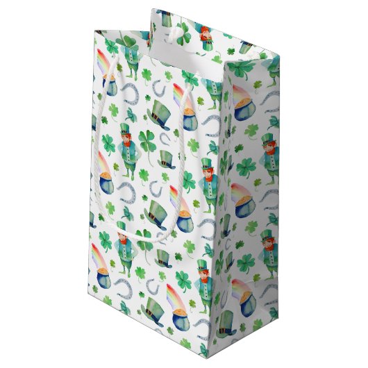 Waterverf St. Patrick's Day Pattern Klein Cadeauzakje (Achterkant Gekanteld)