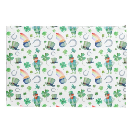 Waterverf St. Patrick's Day Pattern Kussensloop (Achterkant-Links)