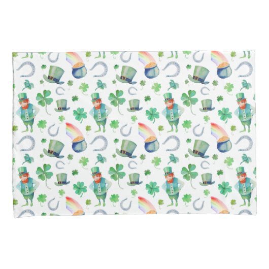 Waterverf St. Patrick's Day Pattern Kussensloop (Voorkant-Rechts)
