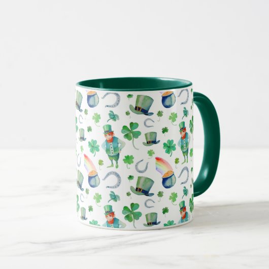 Waterverf St. Patrick's Day Pattern Mok (Voorkant rechts)