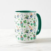 Waterverf St. Patrick's Day Pattern Mok (Voorkant rechts)