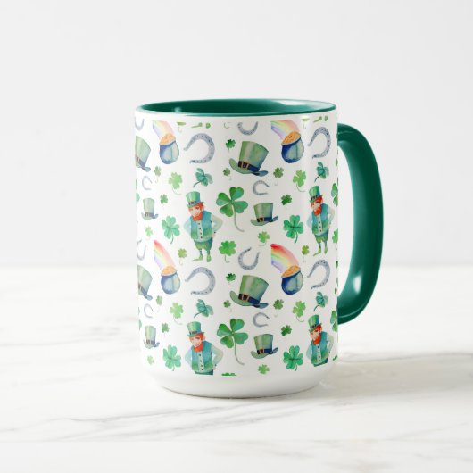 Waterverf St. Patrick's Day Pattern Mok (Voorkant rechts)