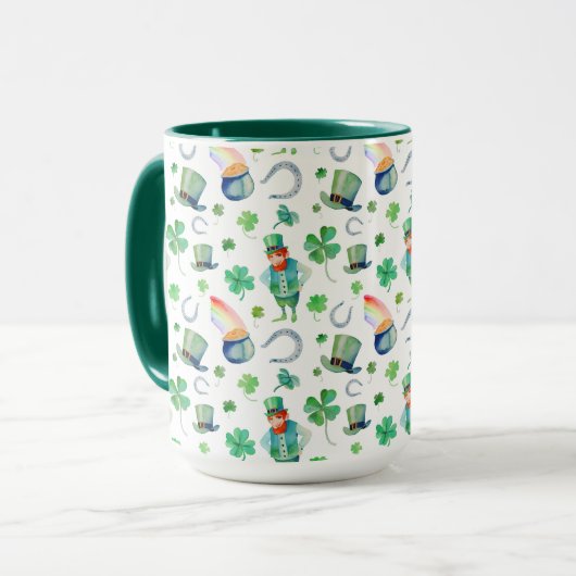 Waterverf St. Patrick's Day Pattern Mok (Voorkant links)