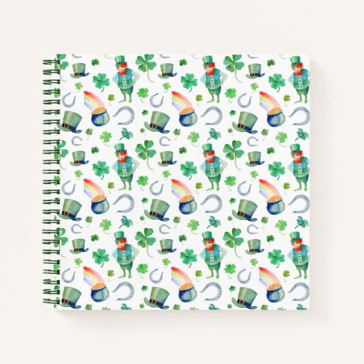 Waterverf St. Patrick's Day Pattern Notitieboek (Voorkant)