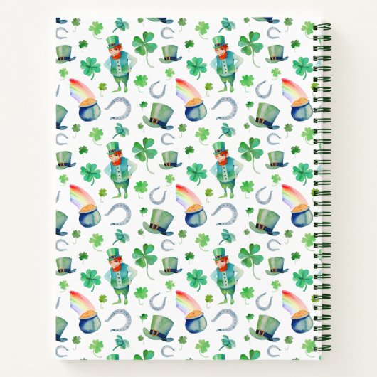 Waterverf St. Patrick's Day Pattern Notitieboek (Achterkant)