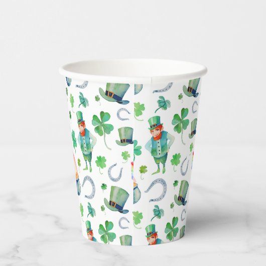 Waterverf St. Patrick's Day Pattern Papieren Bekers (Rechts)