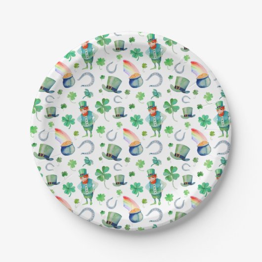 Waterverf St. Patrick's Day Pattern Papieren Bordje (Voorkant)