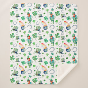 Waterverf St. Patrick's Day Pattern Sherpa Deken