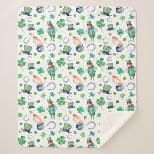 Waterverf St. Patrick's Day Pattern Sherpa Deken (Voorkant)