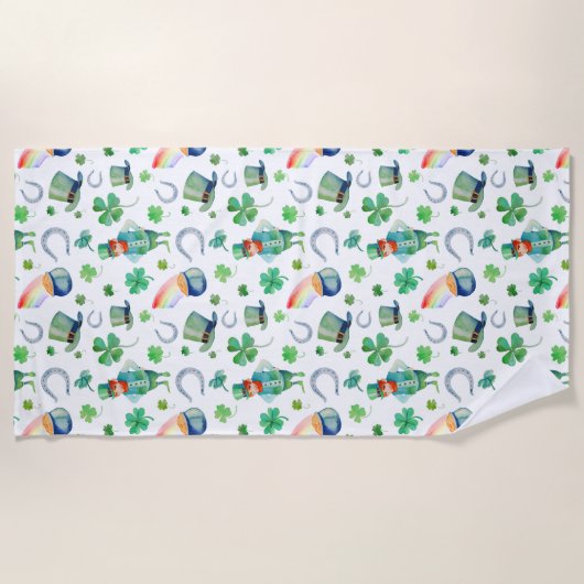 Waterverf St. Patrick's Day Pattern Strandlaken (Voorkant)