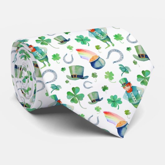 Waterverf St. Patrick's Day Pattern Stropdas (Opgerold)