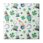 Waterverf St. Patrick's Day Pattern Tegeltje (Voorkant)