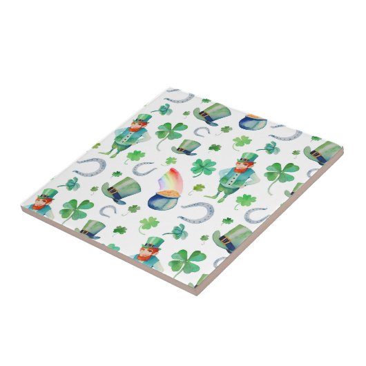 Waterverf St. Patrick's Day Pattern Tegeltje (Zijkant)