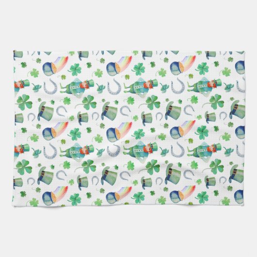 Waterverf St. Patrick's Day Pattern Theedoek (Horizontaal)