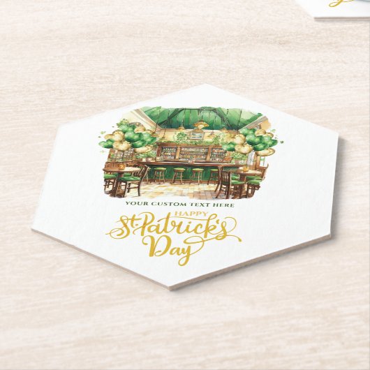 Waterverf St. Patrick's Day Pub Custom Kartonnen Onderzetters (Schuin)
