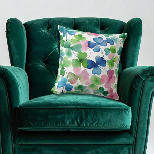Waterverf St Patricks Day Shamrock Kussen